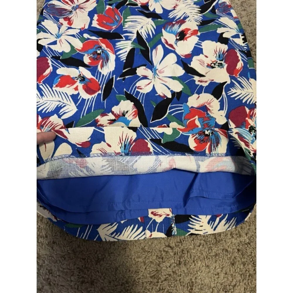 J. CREW Skirt Knee Length Floral Cotton Pencil Skirt Colorful Fun Classic SZ 4